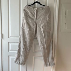 Linen Straight Leg Pants Beige